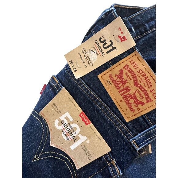 LEVIS 501 Women’s Dark Wash High Rise Cropped Jeans Size 25 x 26 NEW - Picture 5 of 7